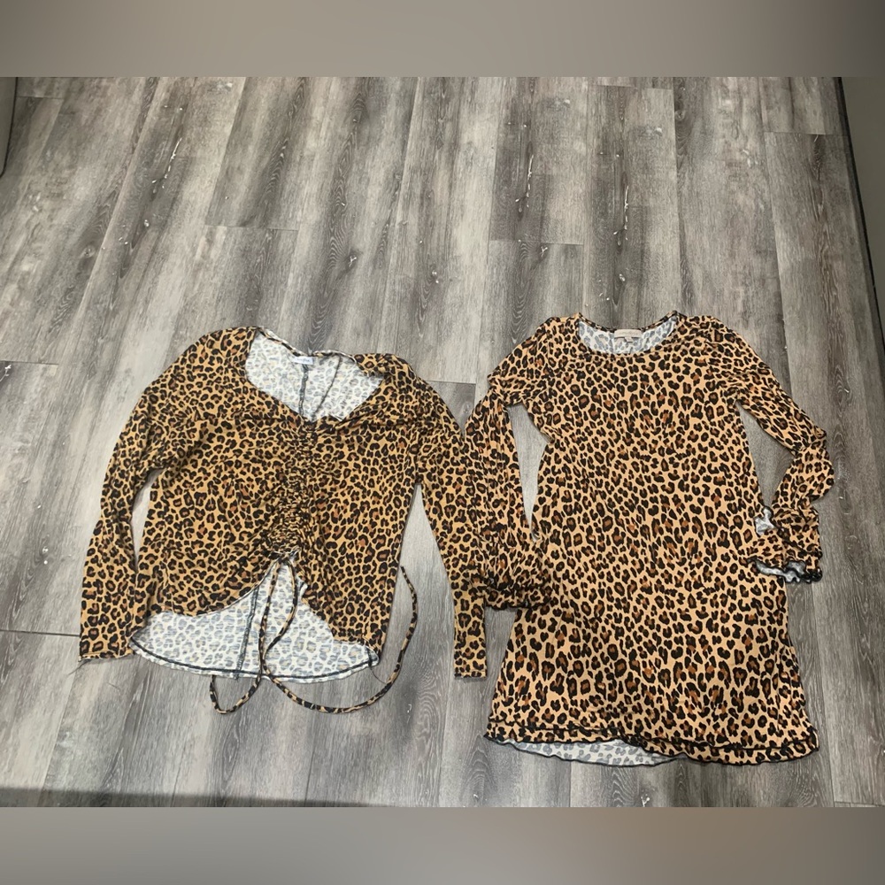 2 leapord bundle top and dress